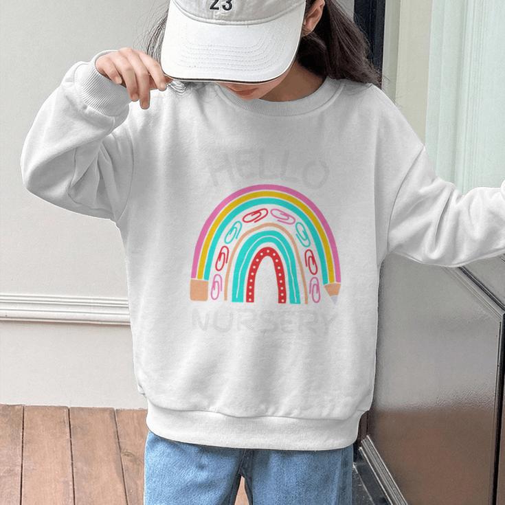 Hello Nursery Pencil Rainbow Back To School Boys Girls Premium Tri-Blend Graphic Kid Sweatshirt