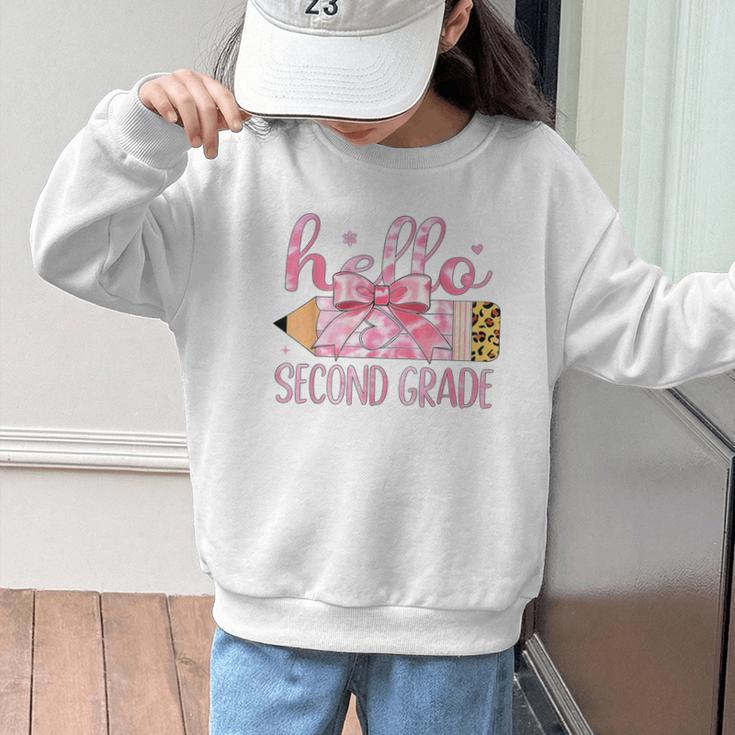 Hello Second Grade Pencil Tie Dye Coquette Back To School Graphic Kid Sweatshirt Hello Second Grade Pencil Tie Dye Coquette Back To School Graphic Kid Sweatshirt