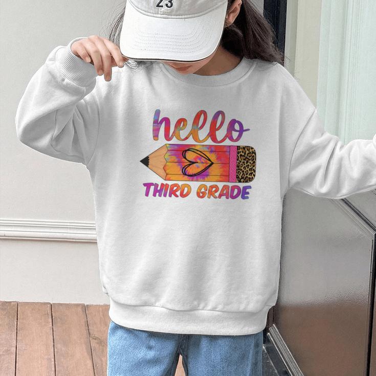 Hello Third Grade Back To School Pencil Tie Dye 3rd Grade Performance Graphic Kid Sweatshirt