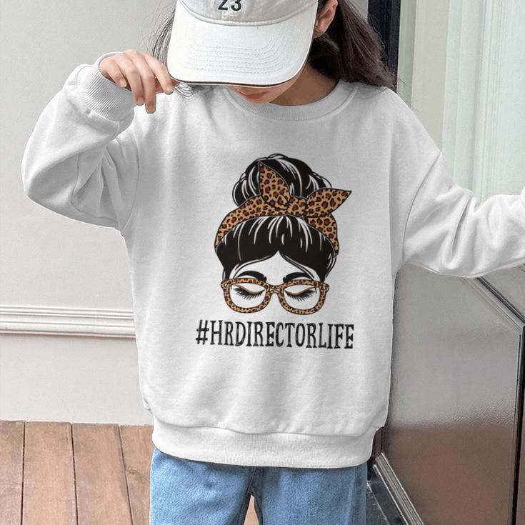 HR Director Leopard Messy Bun Appreciation Back To School Performance Graphic Kid Sweatshirt HR Director Leopard Messy Bun Appreciation Back To School Performance Graphic Kid Sweatshirt