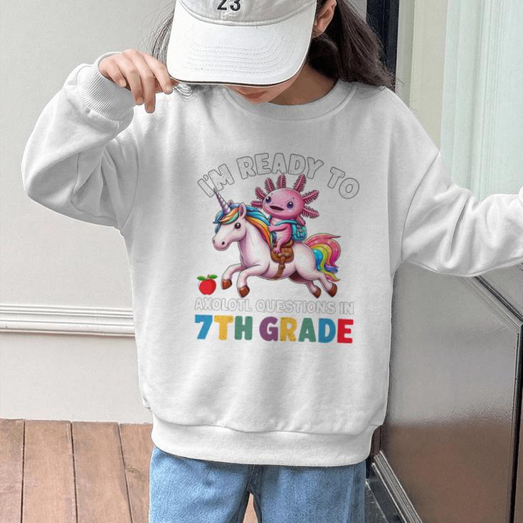 I'm Ready To Axolotl Questions In 7th Grade Back To School Premium Tri-Blend Graphic Kid Sweatshirt I'm Ready To Axolotl Questions In 7th Grade Back To School Premium Tri-Blend Graphic Kid Sweatshirt