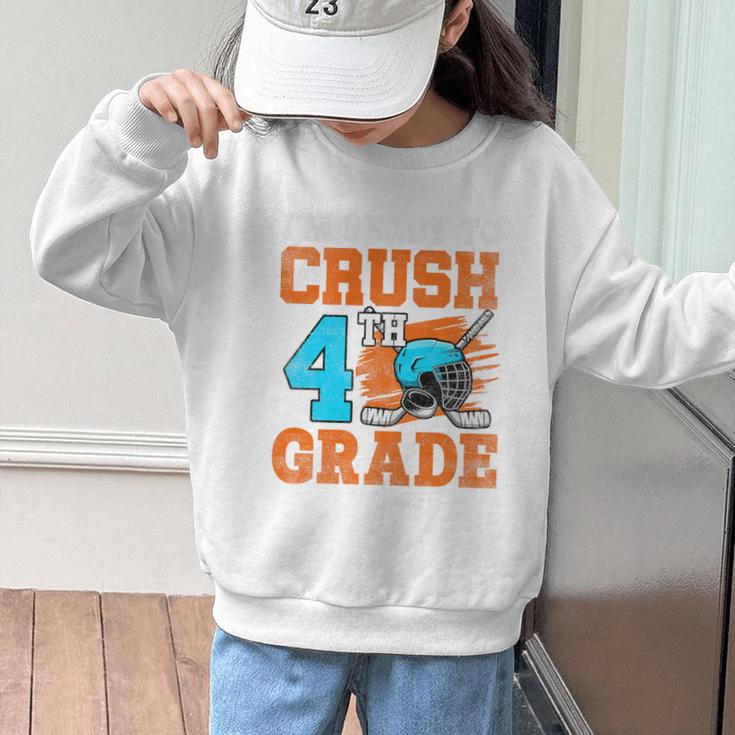 I'm Ready To Crush 4th Grade Hockey Kids Back To School Premium Tri-Blend Graphic Kid Sweatshirt I'm Ready To Crush 4th Grade Hockey Kids Back To School Premium Tri-Blend Graphic Kid Sweatshirt