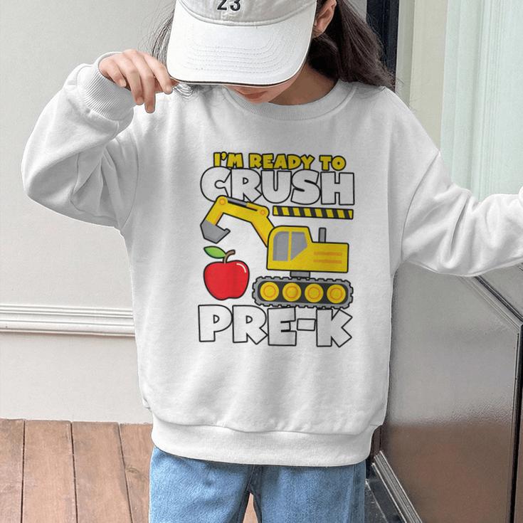 I'm Ready To Crush Pre-K Excavator Back To School Boys Graphic Kid Sweatshirt I'm Ready To Crush Pre-K Excavator Back To School Boys Graphic Kid Sweatshirt
