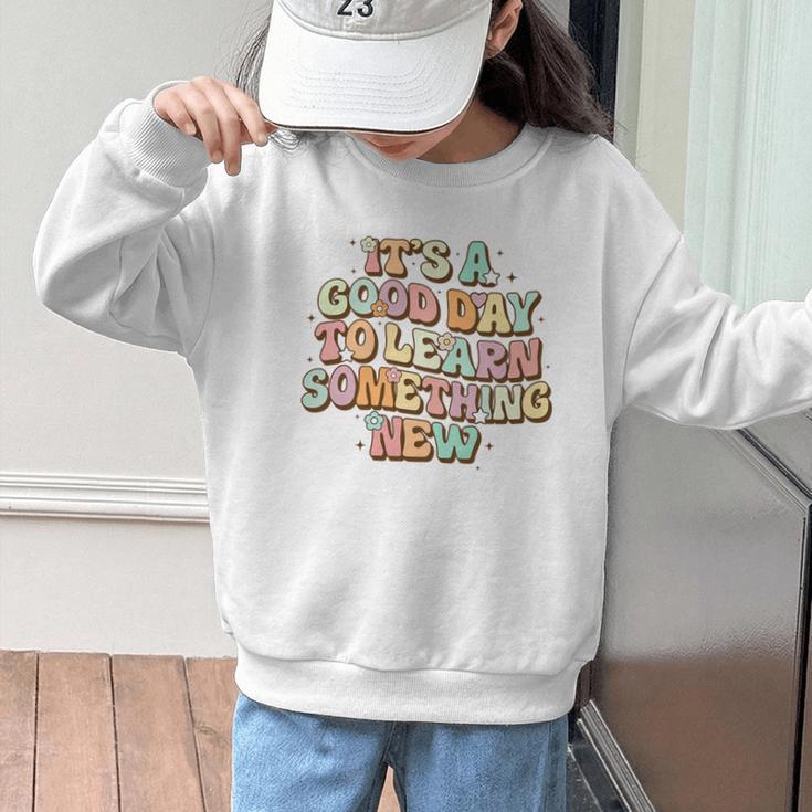 It's A Good Day To Learn Something New Retro Back To School Premium Tri-Blend Graphic Kid Sweatshirt It's A Good Day To Learn Something New Retro Back To School Premium Tri-Blend Graphic Kid Sweatshirt