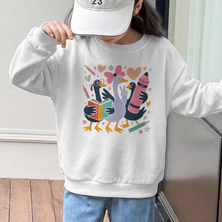 Kindergarten 1st Grade Goose Back To School Girls Graphic Kid Sweatshirt