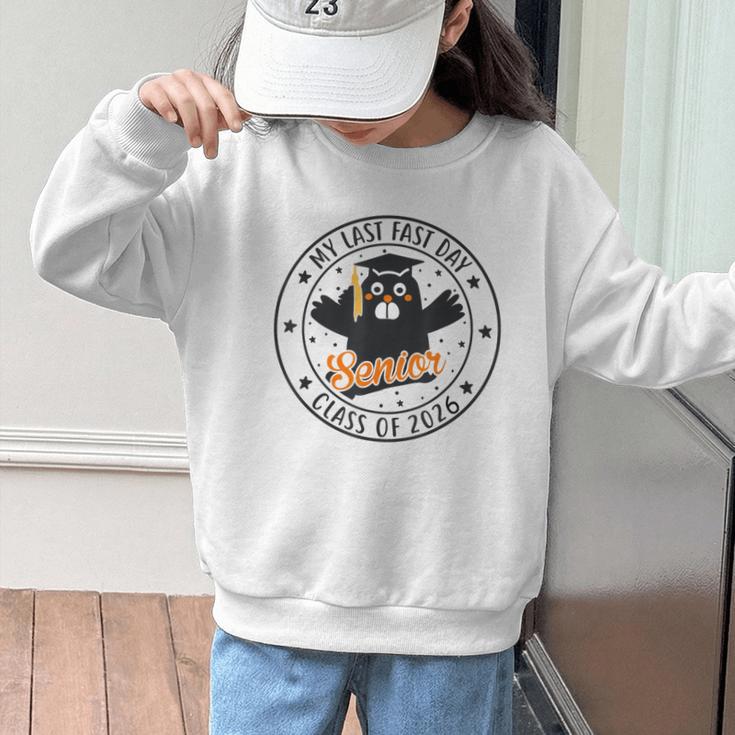 My Last First Day Senior 2026 Cat Back To School Cool Class Graphic Kid Sweatshirt My Last First Day Senior 2026 Cat Back To School Cool Class Graphic Kid Sweatshirt