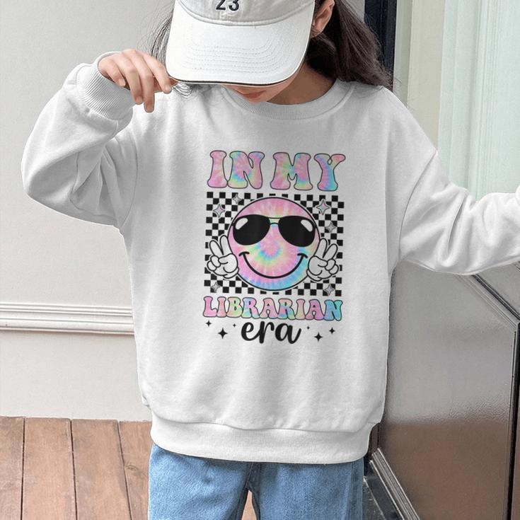 In My Librarian Era Groovy Tie Dye Back To School Graphic Kid Sweatshirt In My Librarian Era Groovy Tie Dye Back To School Graphic Kid Sweatshirt