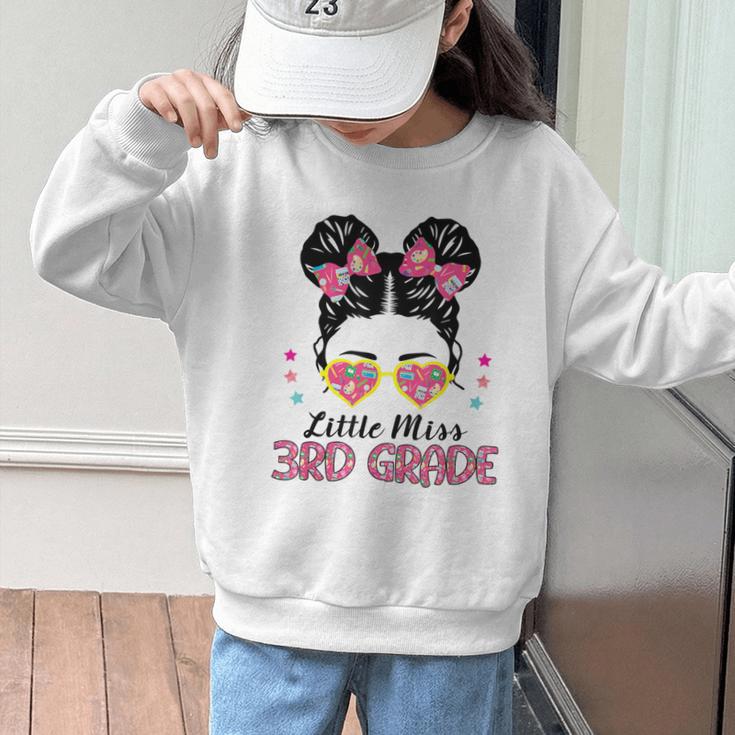 Little Miss 3rd Grade Messy Bun Back To School Graphic Kid Sweatshirt Little Miss 3rd Grade Messy Bun Back To School Graphic Kid Sweatshirt