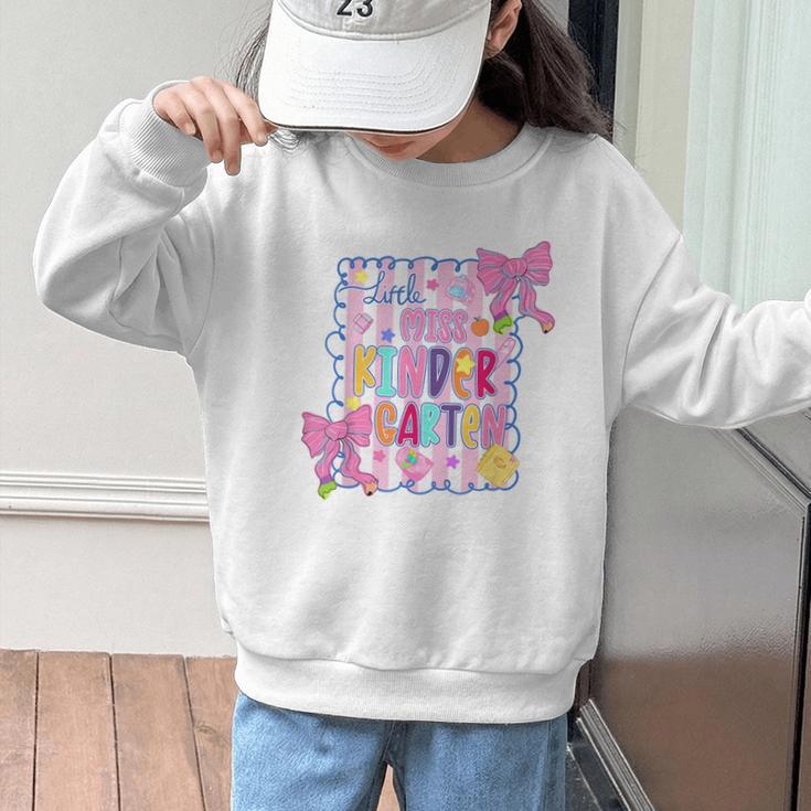 Little Miss Kindergarten Kids Girls Coquette Back To School Graphic Kid Sweatshirt Little Miss Kindergarten Kids Girls Coquette Back To School Graphic Kid Sweatshirt