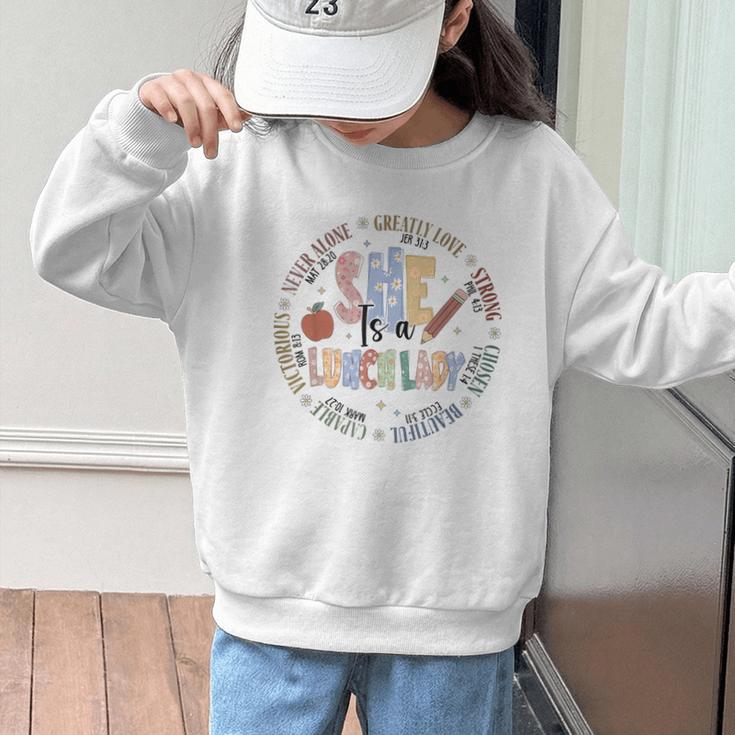 Lunch Lady God Says Bible Verse Christian Back To School Graphic Kid Sweatshirt
