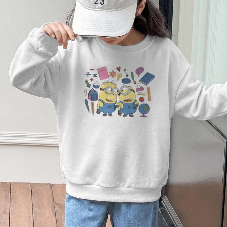Minions Back To School Sketched Graphic Kid Sweatshirt Minions Back To School Sketched Graphic Kid Sweatshirt