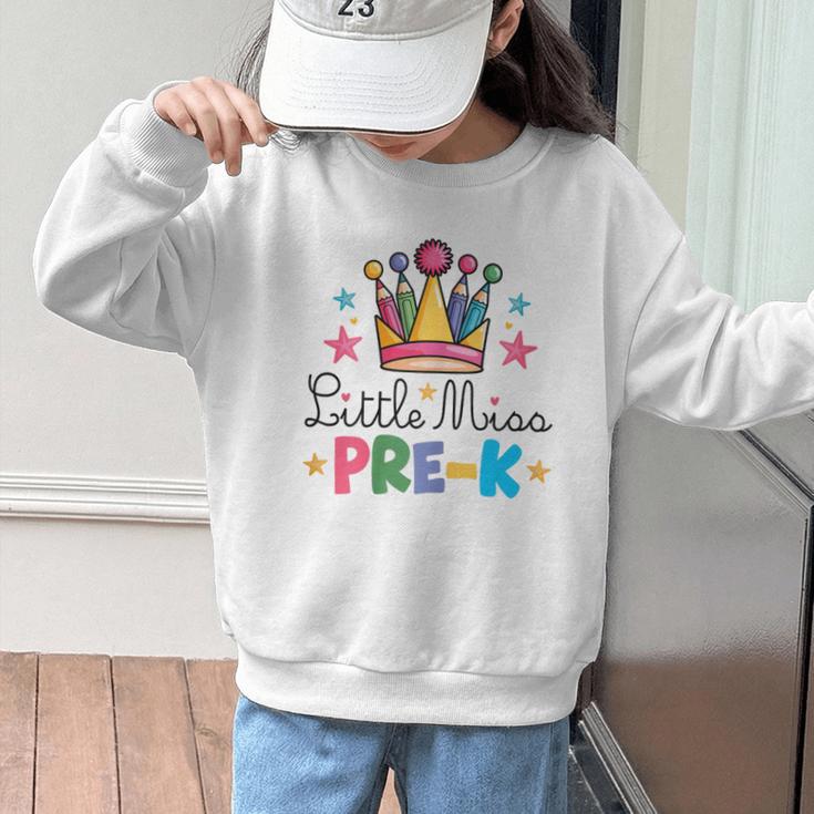Miss Pre-K Pencils Crown Cute Back To School First Day Girls Graphic Kid Sweatshirt Miss Pre-K Pencils Crown Cute Back To School First Day Girls Graphic Kid Sweatshirt