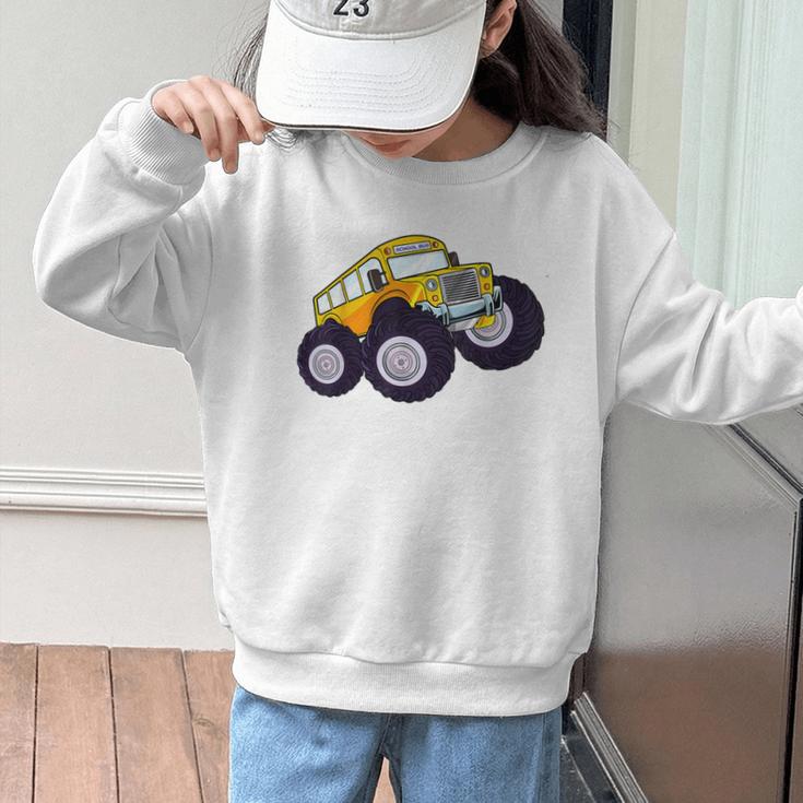 Monster Truck School Bus Yellow Back To School Kids Toddler Graphic Kid Sweatshirt