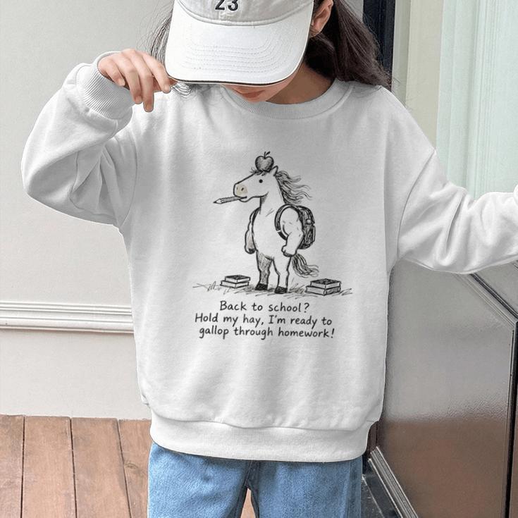 Naive Horse Doodle Back To School Gallop Homework Art Graphic Kid Sweatshirt Naive Horse Doodle Back To School Gallop Homework Art Graphic Kid Sweatshirt