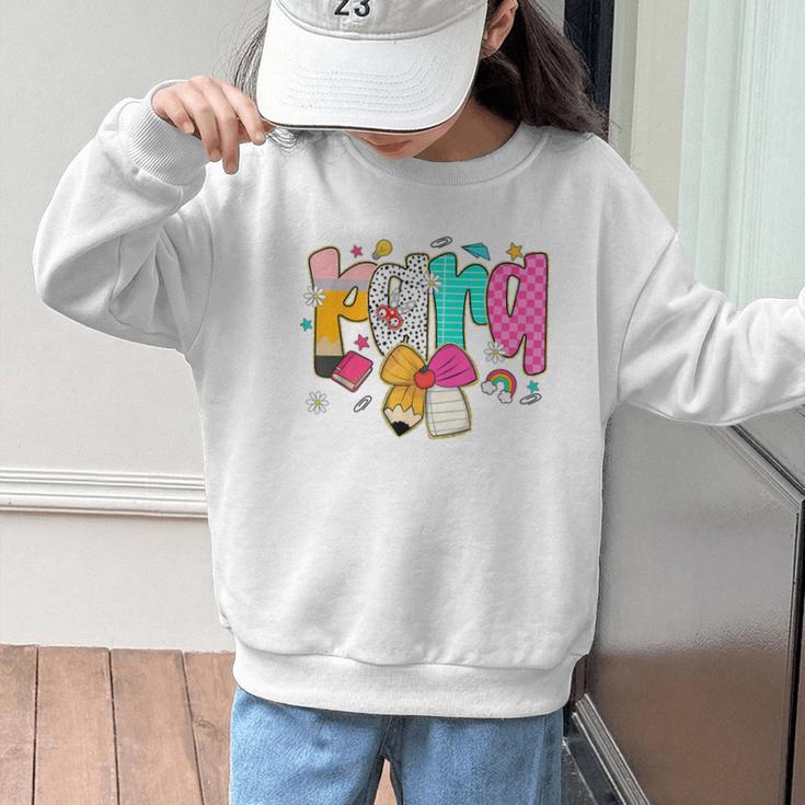 Para Paraprofessional Coquette First Day Back To School Graphic Kid Sweatshirt Para Paraprofessional Coquette First Day Back To School Graphic Kid Sweatshirt