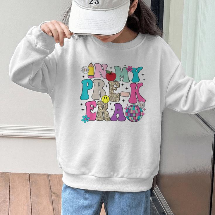 In My Pre-K Era Back To School Retro Groovy Preschool Graphic Kid Sweatshirt In My Pre-K Era Back To School Retro Groovy Preschool Graphic Kid Sweatshirt
