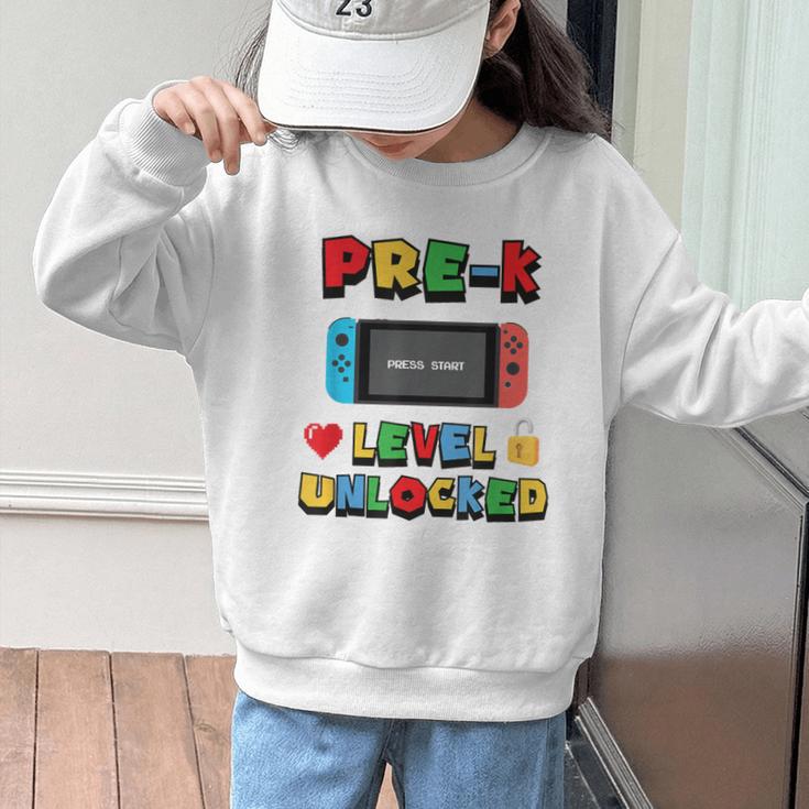 Pre-K Level Unlocked Back To School Video Game Graphic Kid Sweatshirt Pre-K Level Unlocked Back To School Video Game Graphic Kid Sweatshirt