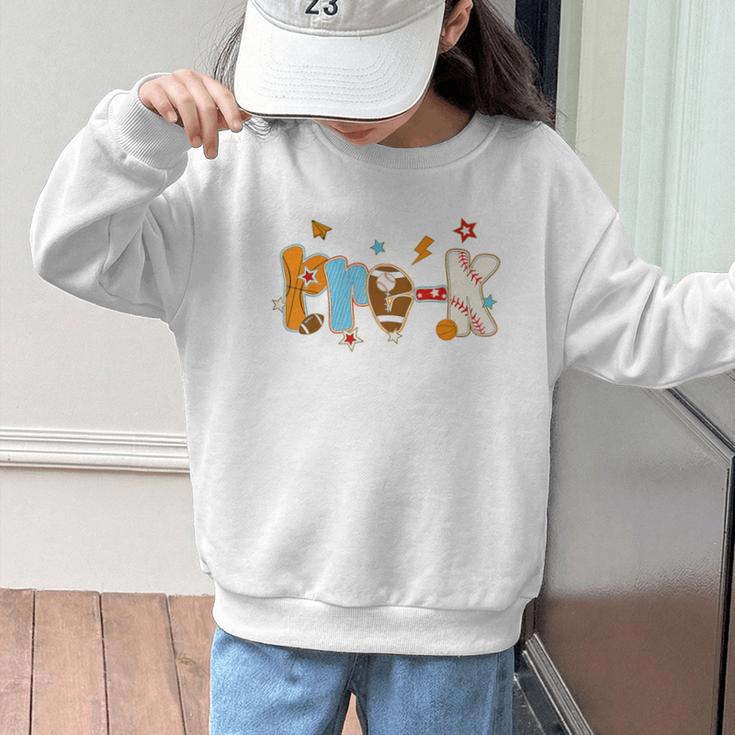 Pre K Preschool Football Basketball Baseball Back To School Graphic Kid Sweatshirt Pre K Preschool Football Basketball Baseball Back To School Graphic Kid Sweatshirt