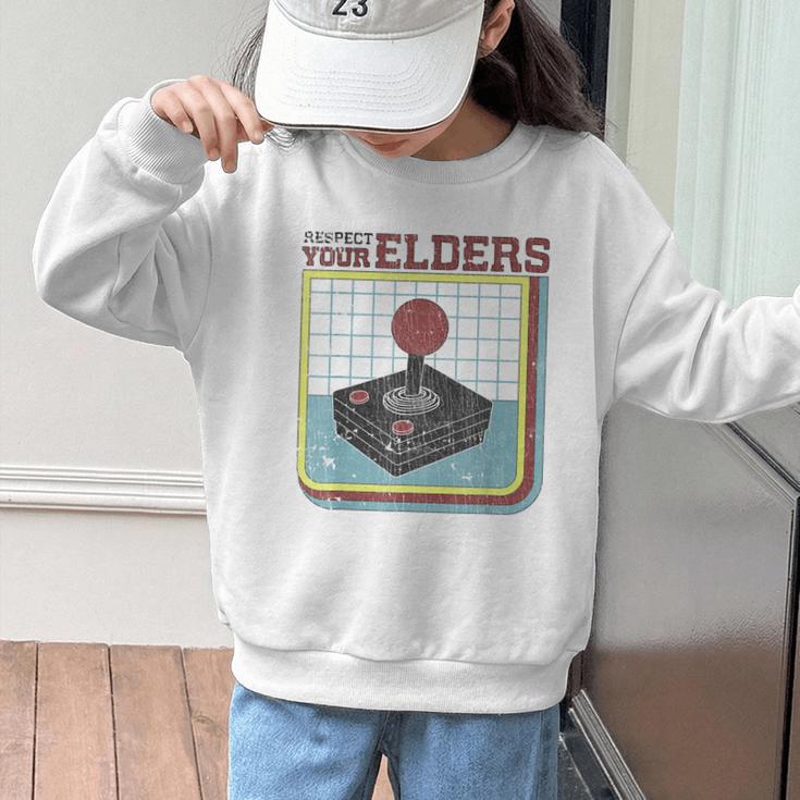 Respect Your Elders Retro Gamer Joystick Back To School Graphic Kid Sweatshirt Respect Your Elders Retro Gamer Joystick Back To School Graphic Kid Sweatshirt
