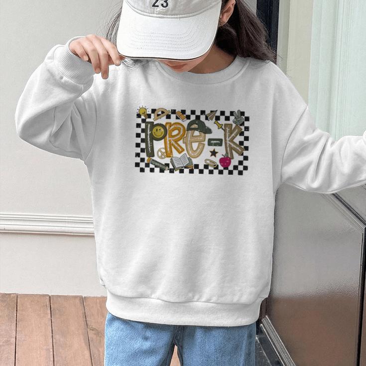 Retro Checkered Back To School Pre K Dude Cute Kid Preschool Graphic Kid Sweatshirt Retro Checkered Back To School Pre K Dude Cute Kid Preschool Graphic Kid Sweatshirt