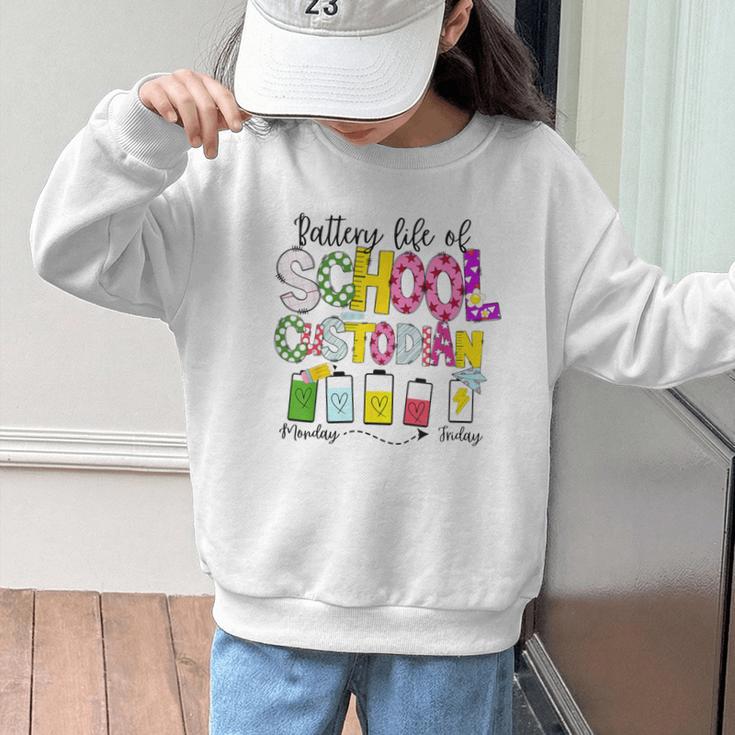 School Custodian Battery Life Back To School Janitor Graphic Kid Sweatshirt