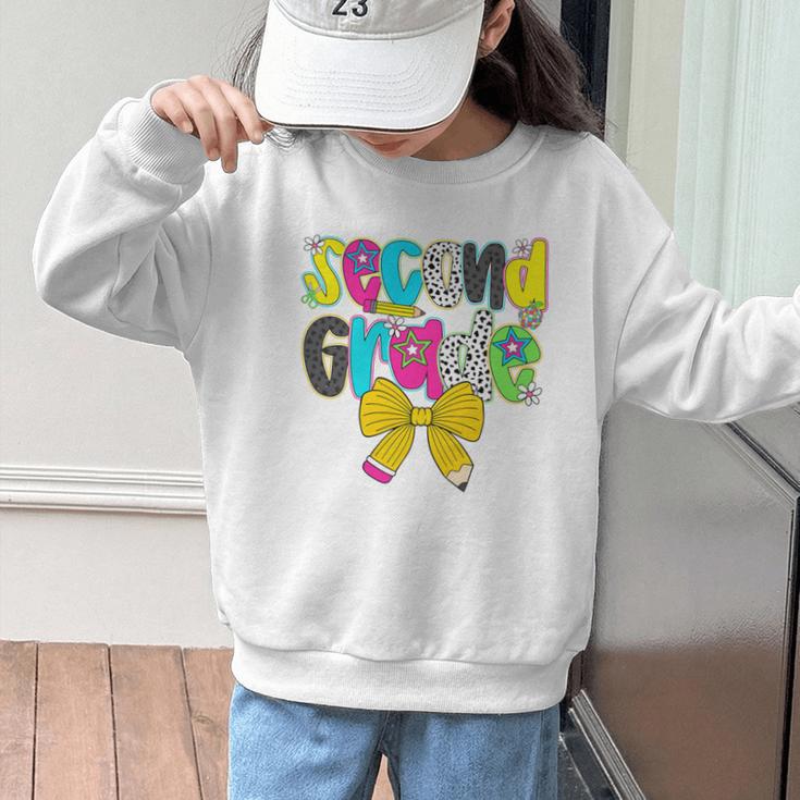 Second Grade Coquette Bow First Day Of School Back To School Performance Graphic Kid Sweatshirt Second Grade Coquette Bow First Day Of School Back To School Performance Graphic Kid Sweatshirt
