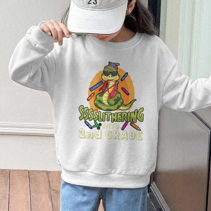 Slithering Into 2nd Grade First Day Back To School Snake Performance Graphic Kid Sweatshirt Slithering Into 2nd Grade First Day Back To School Snake Performance Graphic Kid Sweatshirt