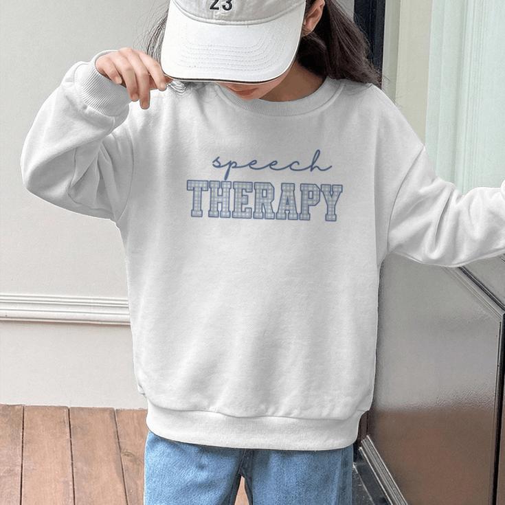 Speech Therapy Gingham SLP Therapist Summer Back To School Graphic Kid Sweatshirt