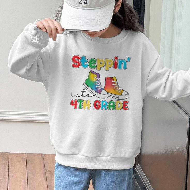 Steppin Into Fourth Grade Back To School First Day 4th Grade Graphic Kid Sweatshirt Steppin Into Fourth Grade Back To School First Day 4th Grade Graphic Kid Sweatshirt
