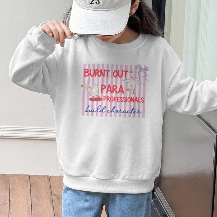 Striped Burnt Out Para Paraprofessional Back To School Graphic Kid Sweatshirt Striped Burnt Out Para Paraprofessional Back To School Graphic Kid Sweatshirt