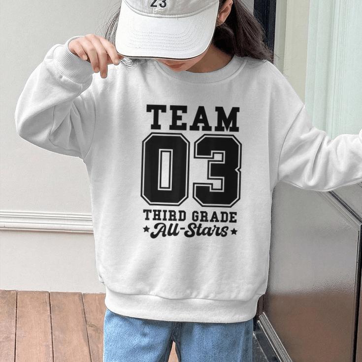 Team 3rd Grade All-Stars Back To School Sports Jersey Graphic Kid Sweatshirt Team 3rd Grade All-Stars Back To School Sports Jersey Graphic Kid Sweatshirt