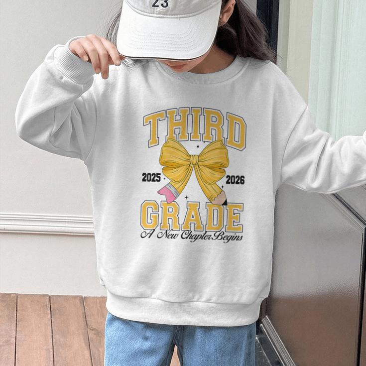 Third Grade Back To School First Day Pencil Bow 2025 Girls Graphic Kid Sweatshirt Third Grade Back To School First Day Pencil Bow 2025 Girls Graphic Kid Sweatshirt
