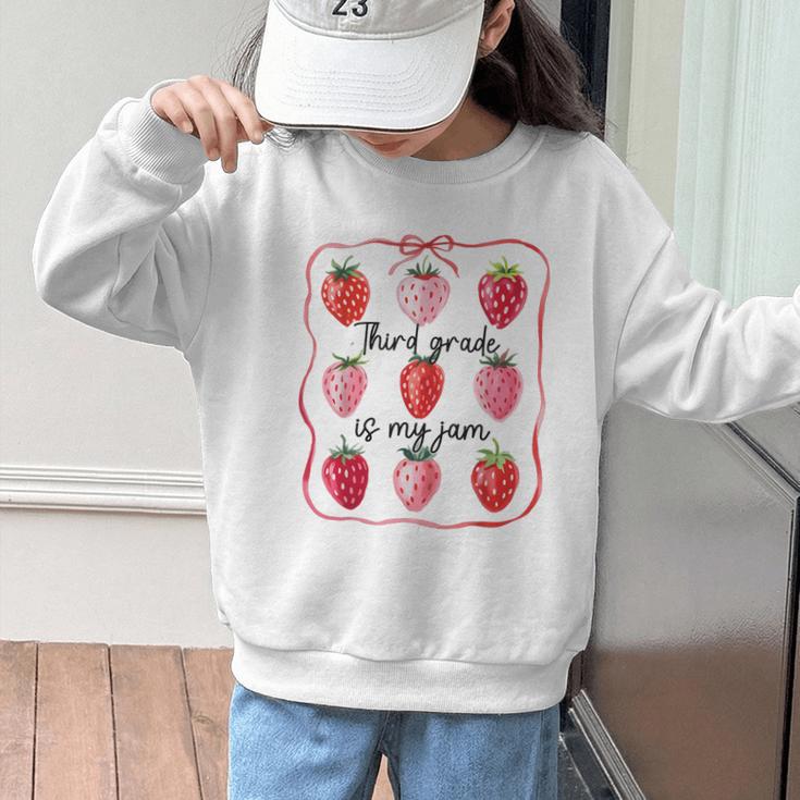 Third Grade Is My Jam Strawberry 3rd Grade Back To School Graphic Kid Sweatshirt Third Grade Is My Jam Strawberry 3rd Grade Back To School Graphic Kid Sweatshirt