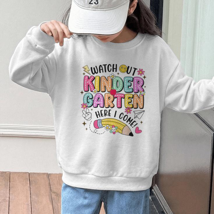 Watch Out KinderGarten Here I Come Shirt Kids Back To School Graphic Kid Sweatshirt Watch Out KinderGarten Here I Come Shirt Kids Back To School Graphic Kid Sweatshirt