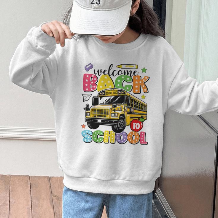 Welcome Back To School Bus Happy First Day Of School Student Graphic Kid Sweatshirt