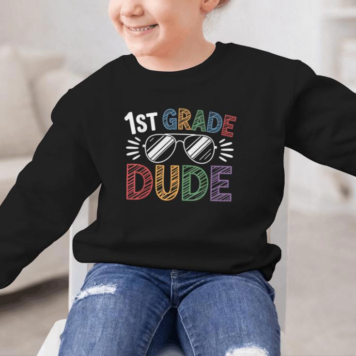 1st Grade Dude Sunglasses First Day Of Back To School Boys Graphic Kid Sweatshirt 1st Grade Dude Sunglasses First Day Of Back To School Boys Graphic Kid Sweatshirt