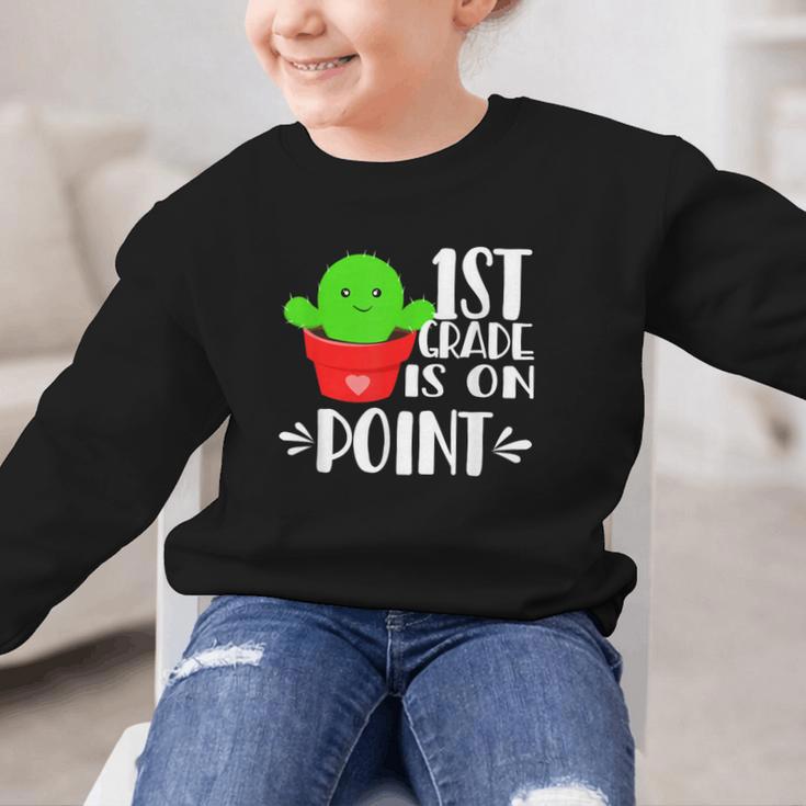 1st Grade Is On Point Cactus Back To School Graphic Kid Sweatshirt