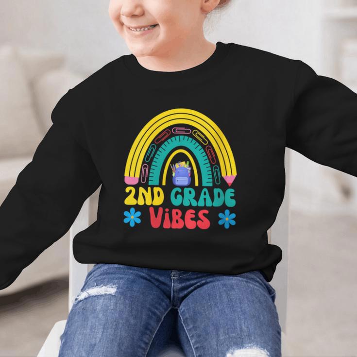 2nd Grade Vibes Back To School Rainbow Second Grade Graphic Kid Sweatshirt
