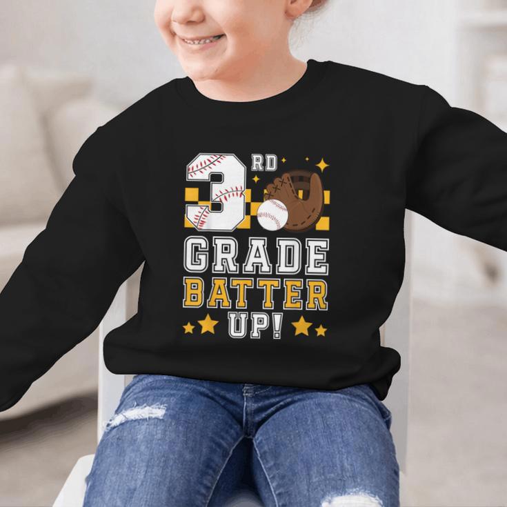 3rd Grade Batter Up Baseball First Day Back To School Graphic Kid Sweatshirt 3rd Grade Batter Up Baseball First Day Back To School Graphic Kid Sweatshirt