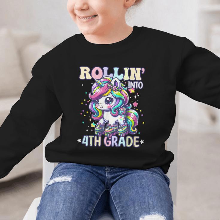 4th Grade Back To School First Day Girls Rollin Unicorn Graphic Kid Sweatshirt 4th Grade Back To School First Day Girls Rollin Unicorn Graphic Kid Sweatshirt