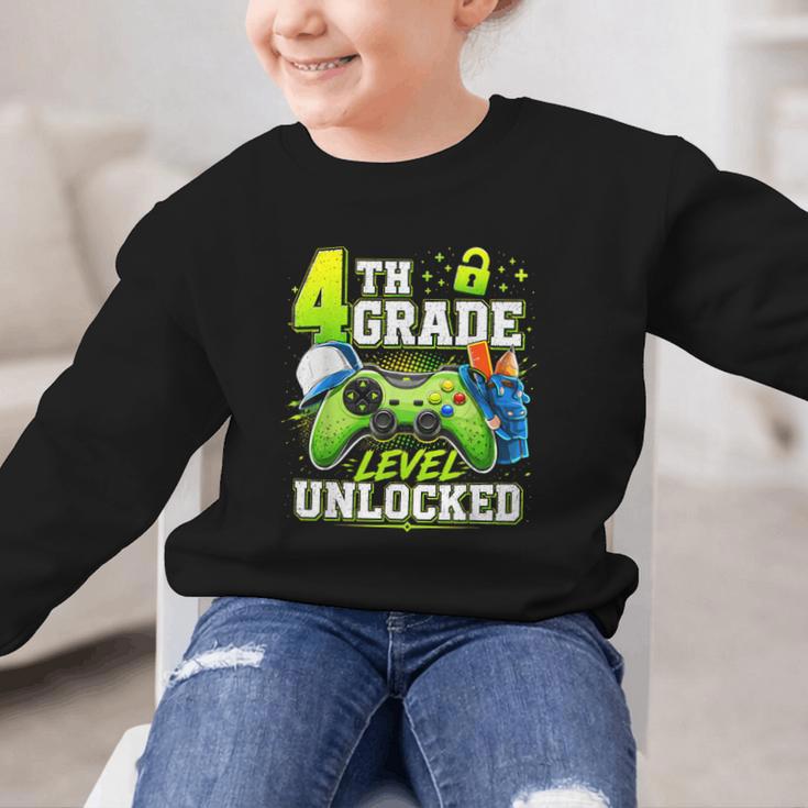 Back To School 4th Fourth Grade Level Unlocked Gamer Kid Graphic Kid Sweatshirt