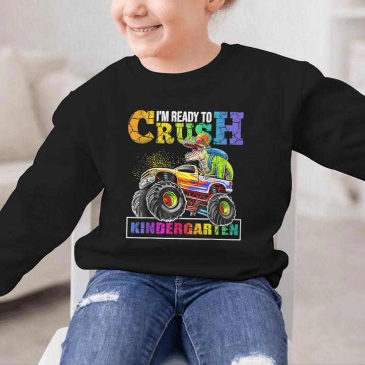 Back To School Boy Dinosaur I'm Ready To Crush Kindergarten Graphic Kid Sweatshirt Back To School Boy Dinosaur I'm Ready To Crush Kindergarten Graphic Kid Sweatshirt
