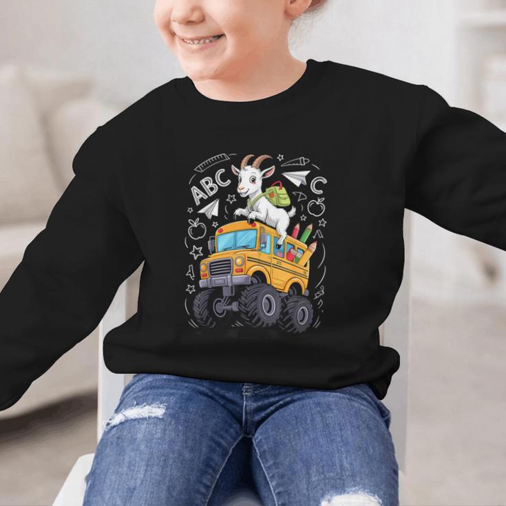 Back To School Goat School Bus 100 Days Of School Graphic Kid Sweatshirt