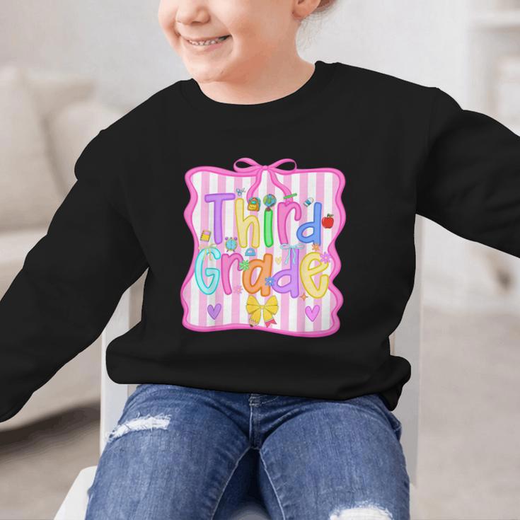 Back To School Third Grade Girls Coquette Bow 3rd Grade Kids Graphic Kid Sweatshirt Back To School Third Grade Girls Coquette Bow 3rd Grade Kids Graphic Kid Sweatshirt