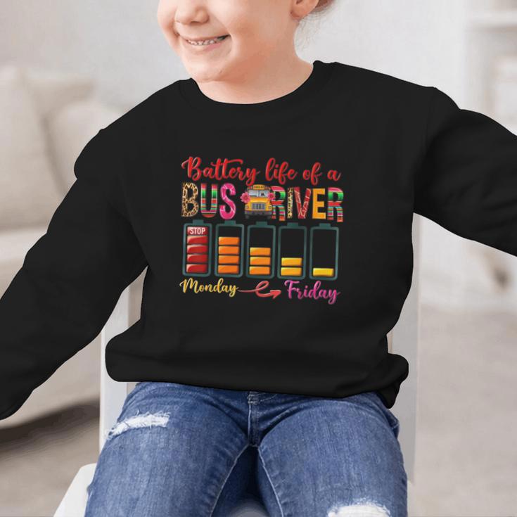 Battery Life Of A Bus Driver First Day Back To School Graphic Kid Sweatshirt Battery Life Of A Bus Driver First Day Back To School Graphic Kid Sweatshirt