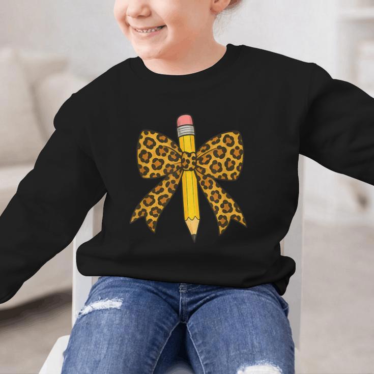Bow Pencil Leopard First Day Of School Back To School Graphic Kid Sweatshirt