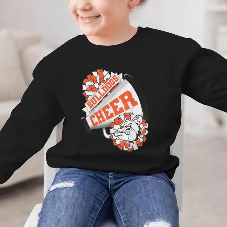 Bulldogs Cheerleading Back To School Cheer Team Orange Graphic Kid Sweatshirt Bulldogs Cheerleading Back To School Cheer Team Orange Graphic Kid Sweatshirt