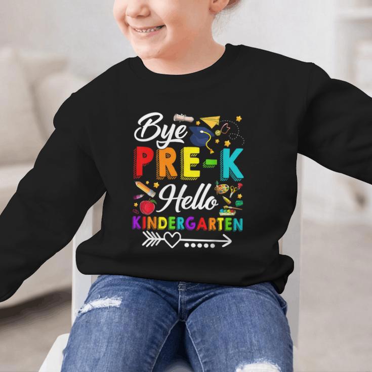 Bye Pre-K Hello Kindergarten Students Pupils Back To School Graphic Kid Sweatshirt Bye Pre-K Hello Kindergarten Students Pupils Back To School Graphic Kid Sweatshirt