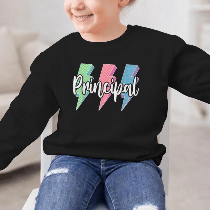 Checkered Principal Lightning Bolt Back To School Graphic Kid Sweatshirt Checkered Principal Lightning Bolt Back To School Graphic Kid Sweatshirt