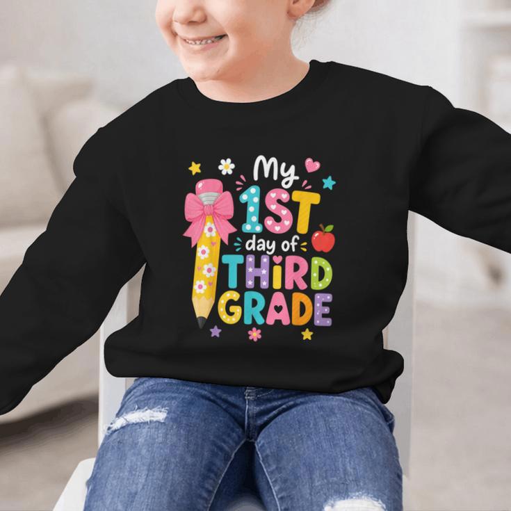 Cute My 1st Day Of Third Grade Pencil Back To School Girls Graphic Kid Sweatshirt